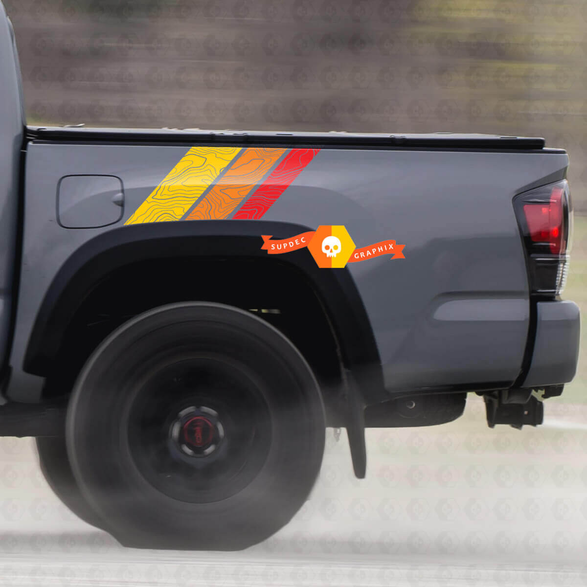 Pegatinas de vinilo con franjas laterales topográficas de estilo vintage para Toyota Tundra