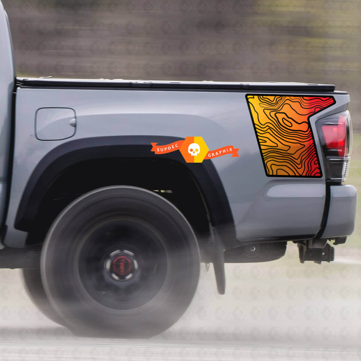 Par de calcomanías gráficas de mapa de contorno de cama lateral Toyota TRD modelo
