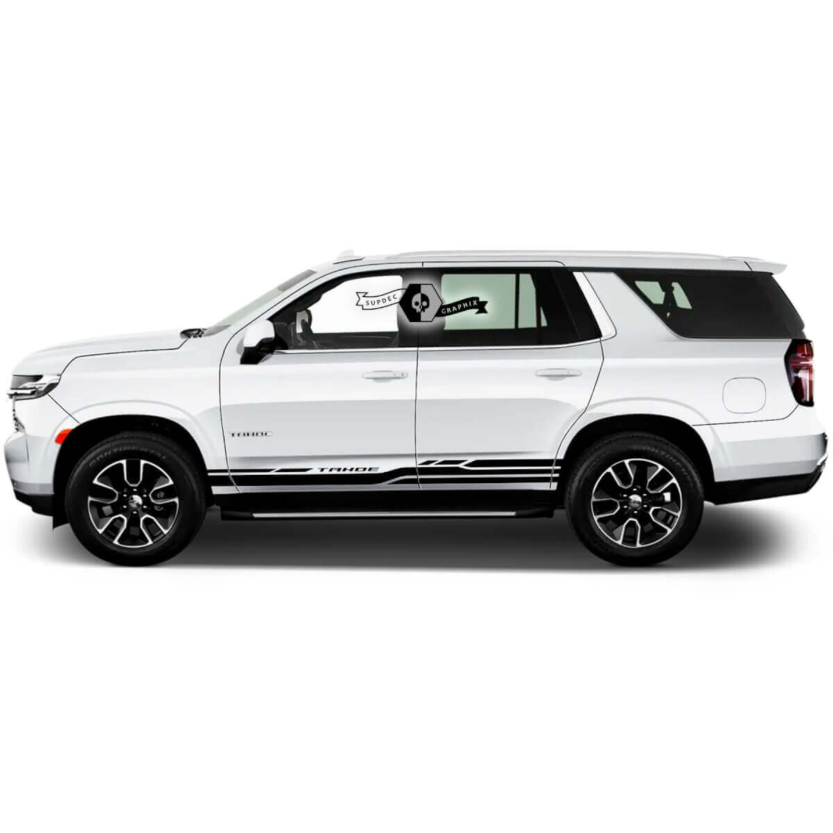 Par 2020+ nuevos gráficos Chevrolet Tahoe Rocker Panel Stripe Logo pegatina de vinilo de carreras de coches modernos
