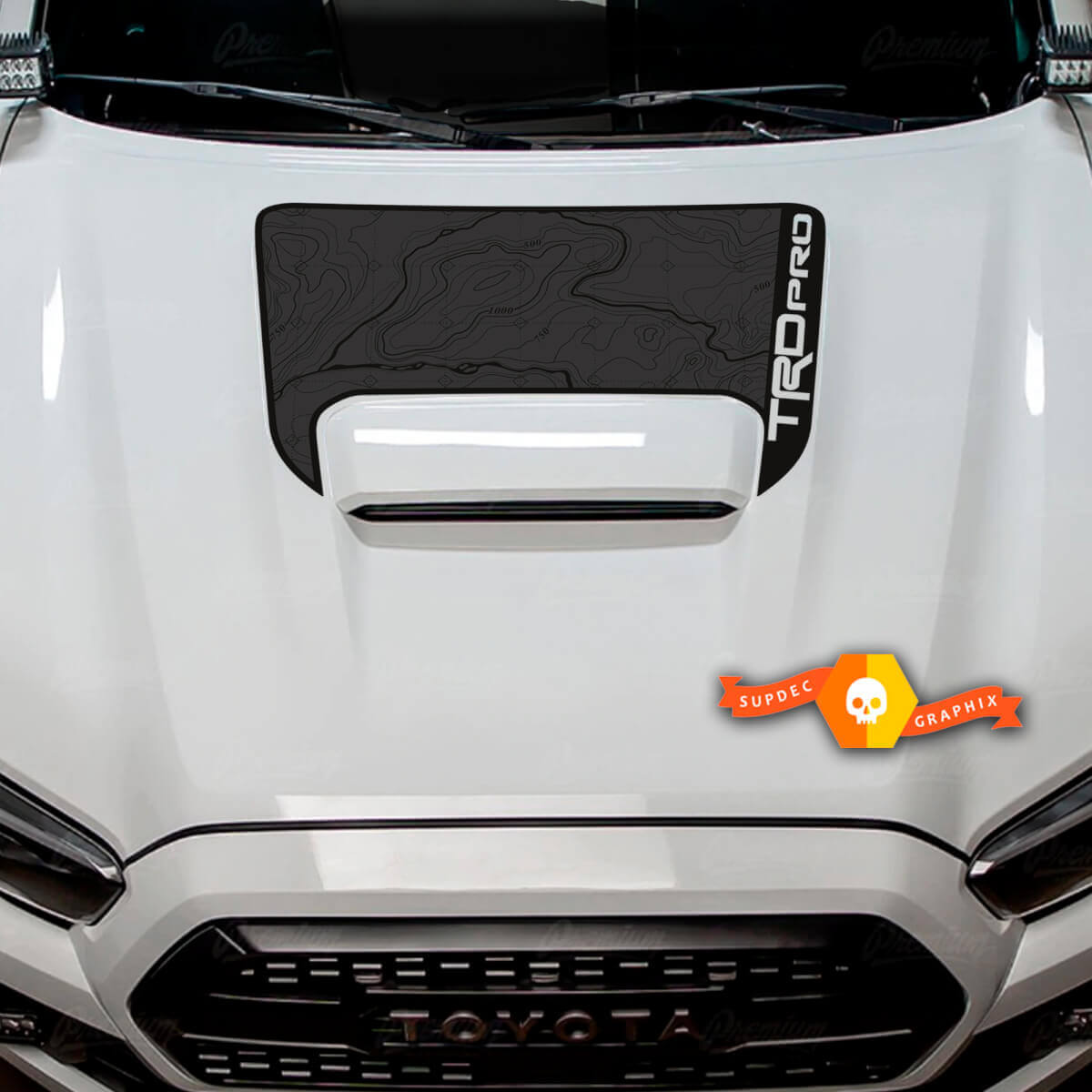 Calcomanía de vinilo para toma de aire capó estilo topográfico TRD Pro para Toyota Tacoma 2016-2024