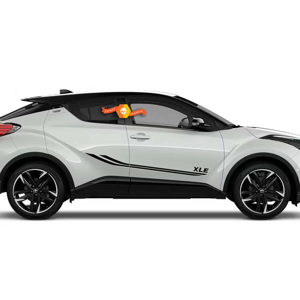 Pegatina de vinilo con doble franja lateral XLE para puerta, para Toyota C-HR