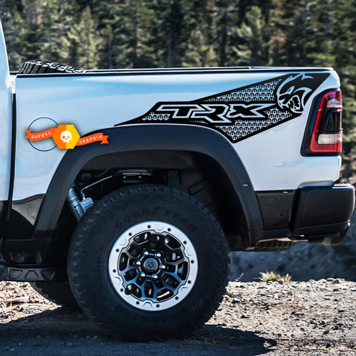 Kit de pegatinas de vinilo laterales traseras TRX Hellcat para Dodge Ram TRX 2021+
