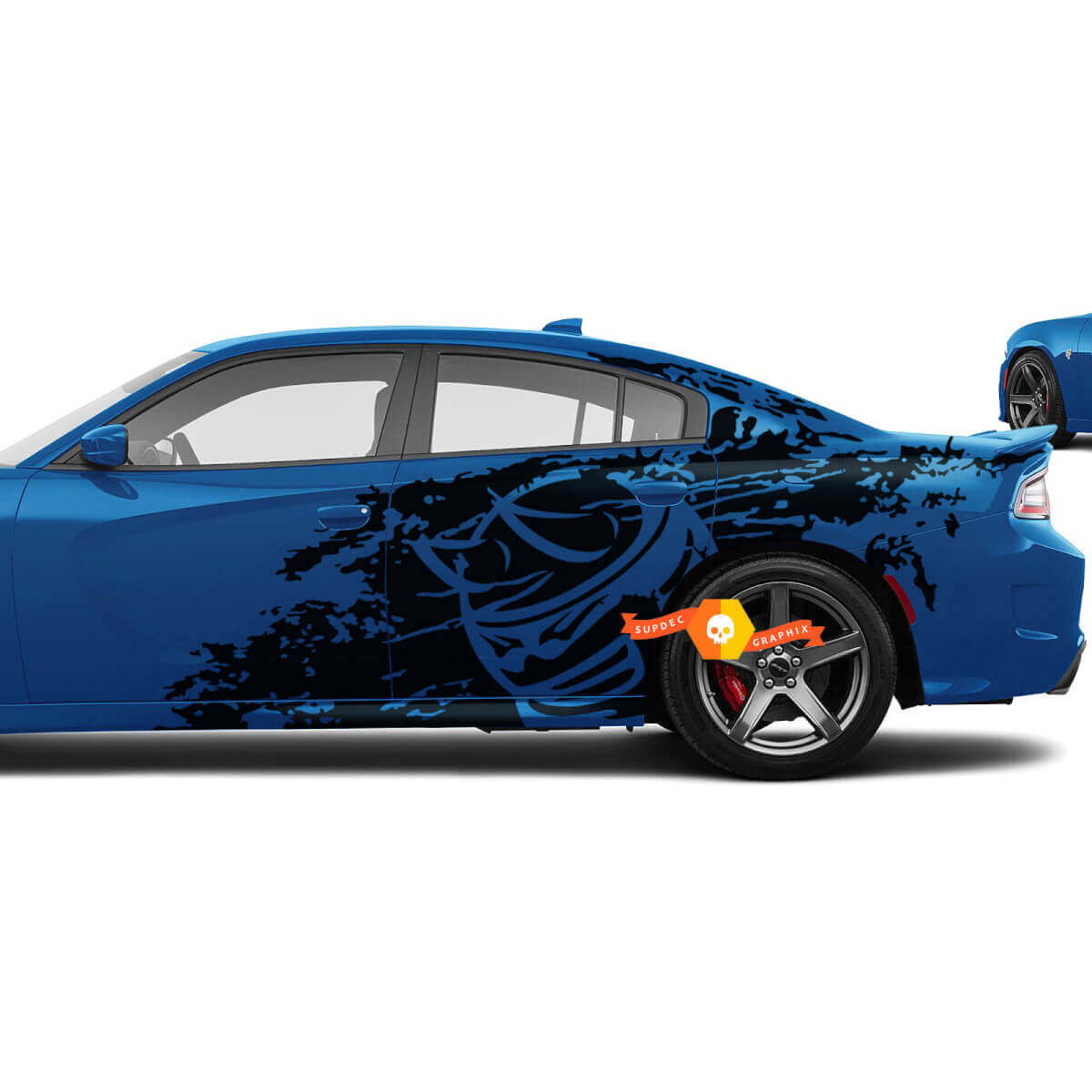 Kit de vinilos con gráfico de abeja con cuernos para capó y lateral para Dodge Challenger Charger