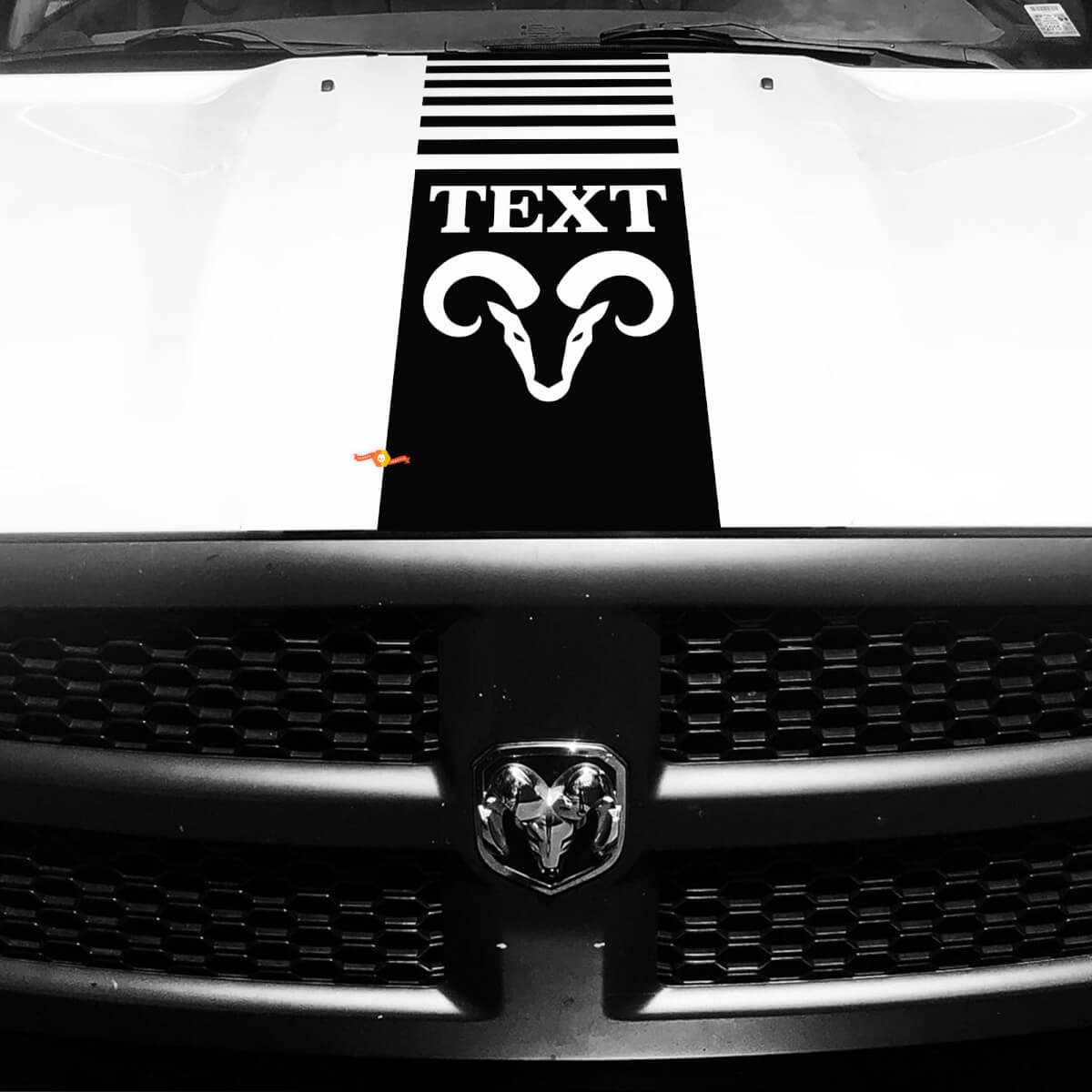 Etiqueta adhesiva de vinilo con texto personalizado estilo capó Hemi para Dodge Ram 1500