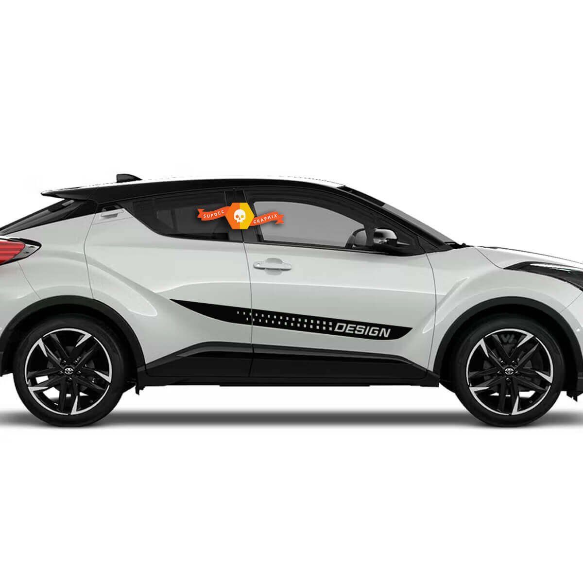 Par de calcomanías de vinilo para puertas laterales Toyota C-HR Hybrid XLE, gráficos, texto personalizado
