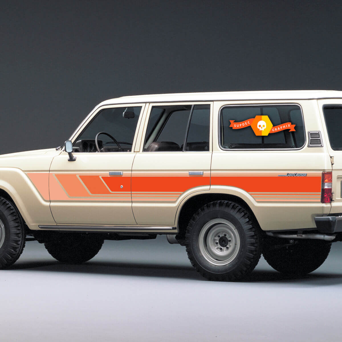 Juego de adhesivos vinílicos de franjas laterales retro para Toyota Land Cruiser Serie 60