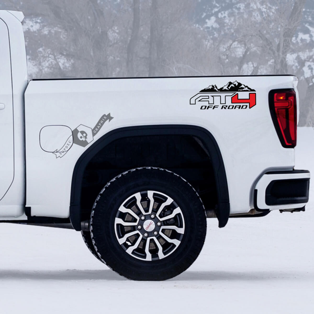 2 GMC GM Sierra 1500 AT4 Montañas todoterreno 4x4 Calcomanías Pegatinas 2 colores

