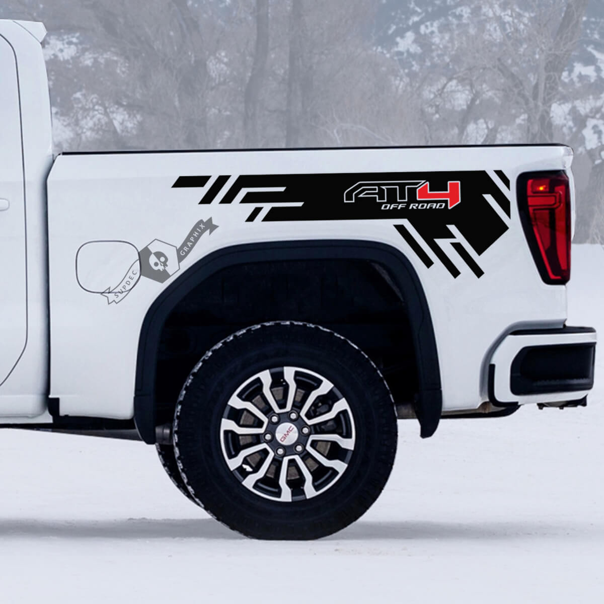 2 GMC GM Sierra 1500 AT4 Side Bed off-road 4x4 Calcomanías Pegatinas 2 colores
