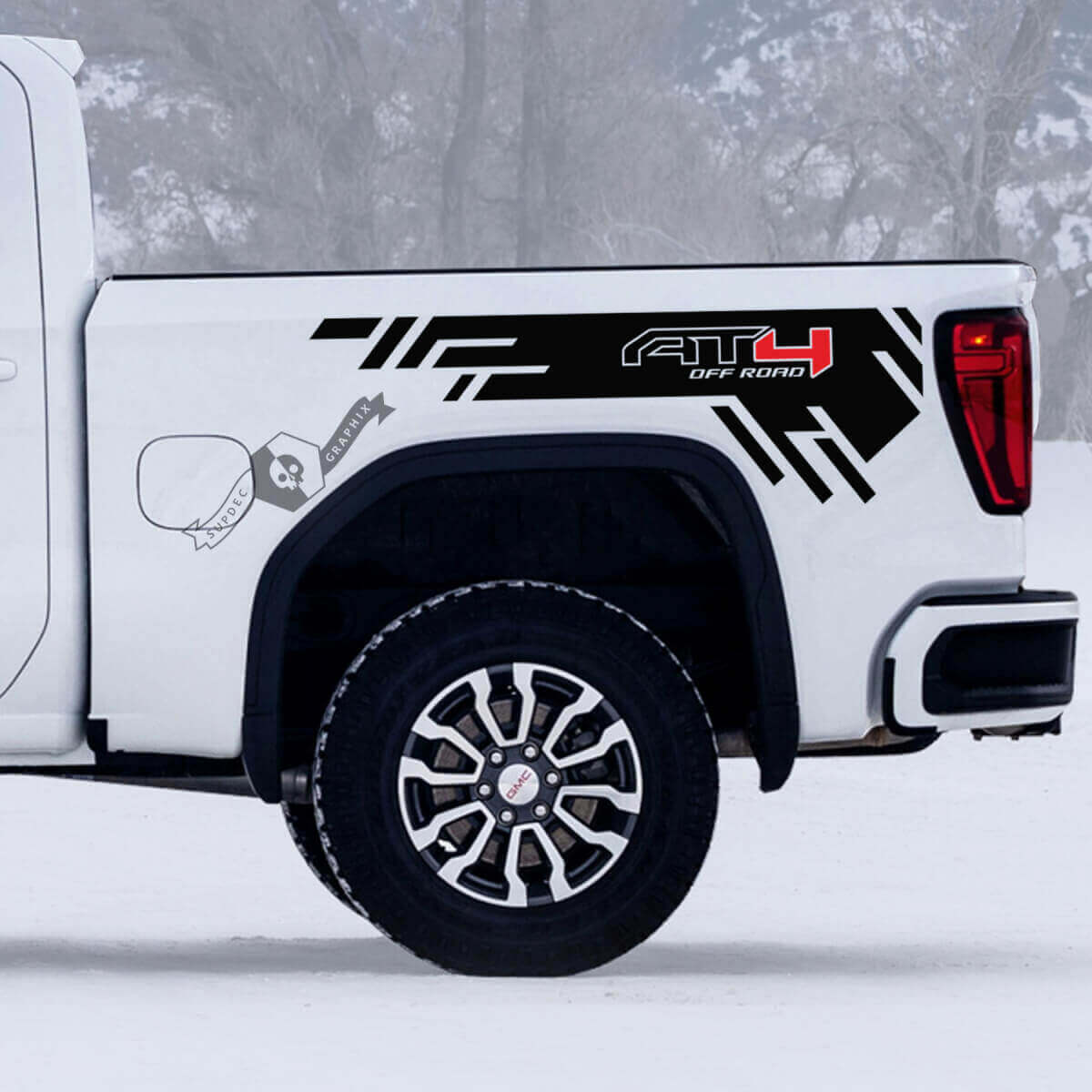 Juego de calcomanías de vinilo para laterales de caja Off-Road AT4 para GMC Sierra 1500
