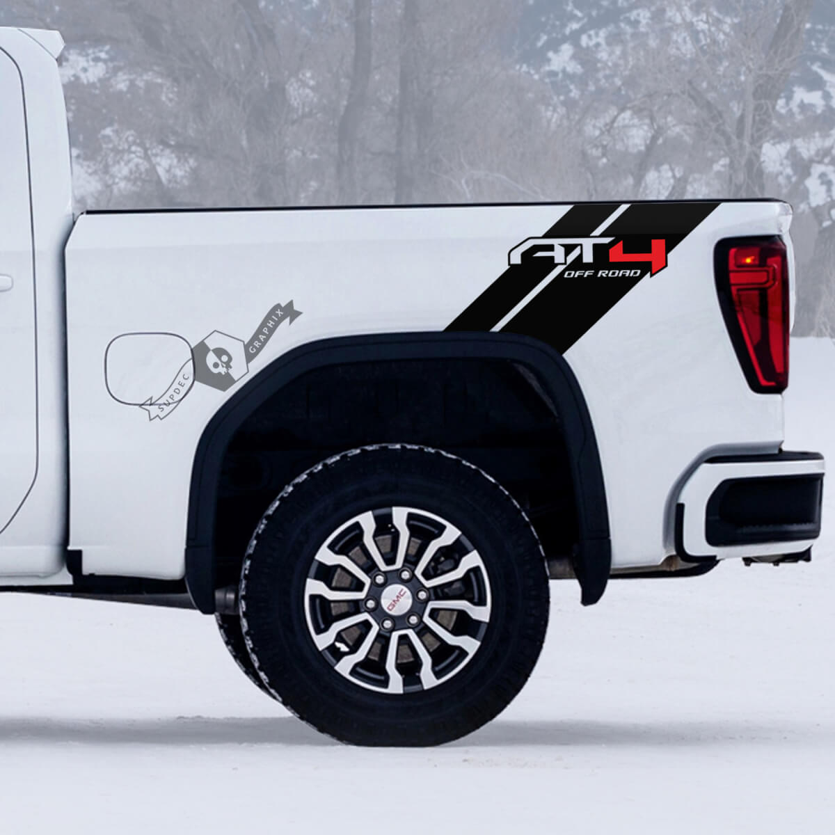 2 GMC GM Sierra 1500 AT4 Side Bed Stripes off-road 4x4 Calcomanías Pegatinas 2 colores

