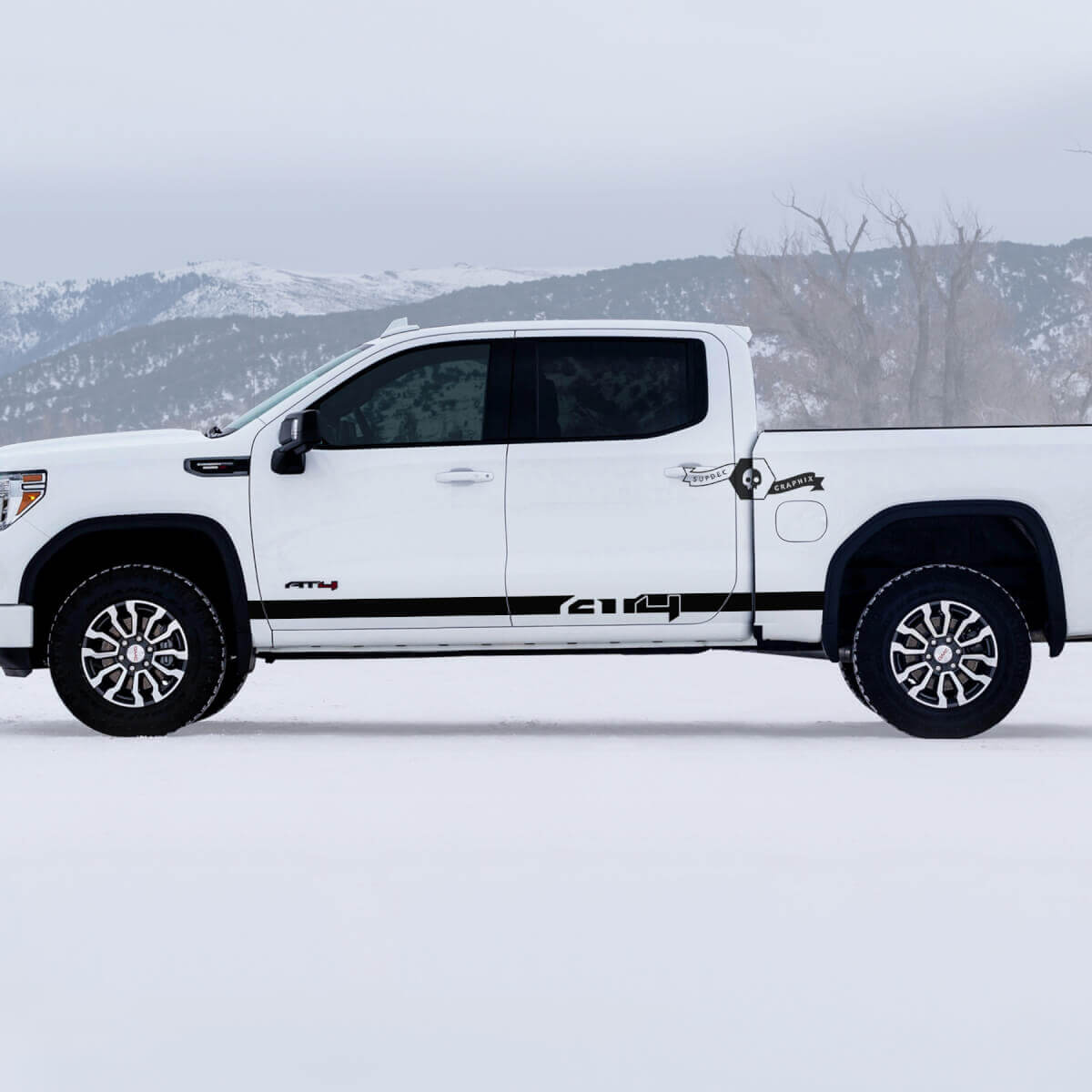 2 GMC GM Sierra 1500 AT4 Rayas del panel lateral de las puertas Rayas del panel lateral de la cama Destroyed Вestroyed Calcomanías Pegatinas
