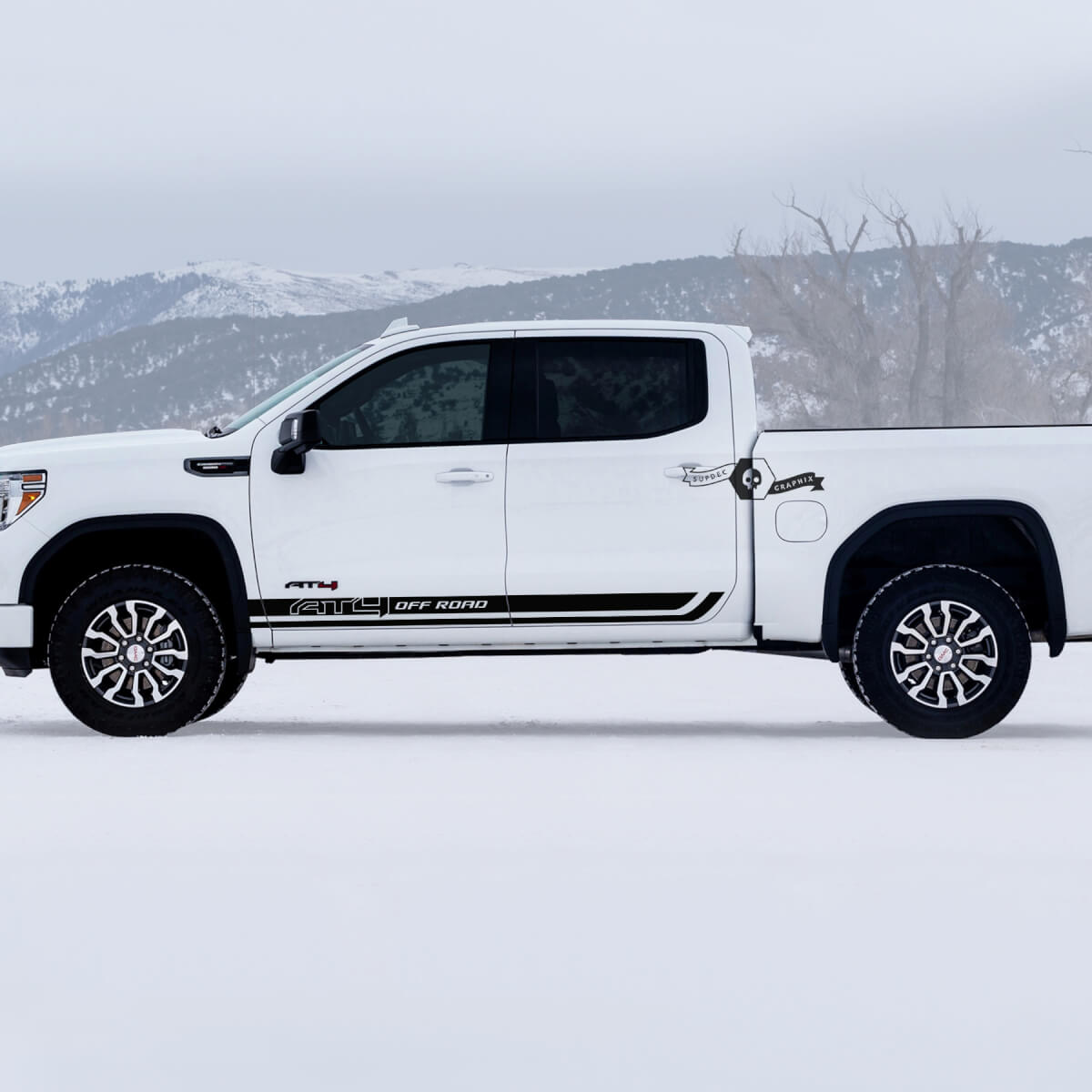 2 GMC GM Sierra 1500 AT4 Puertas Rocker Panel rayas Off-Road Side Bed Destruido Вestroyed Calcomanías Pegatinas
