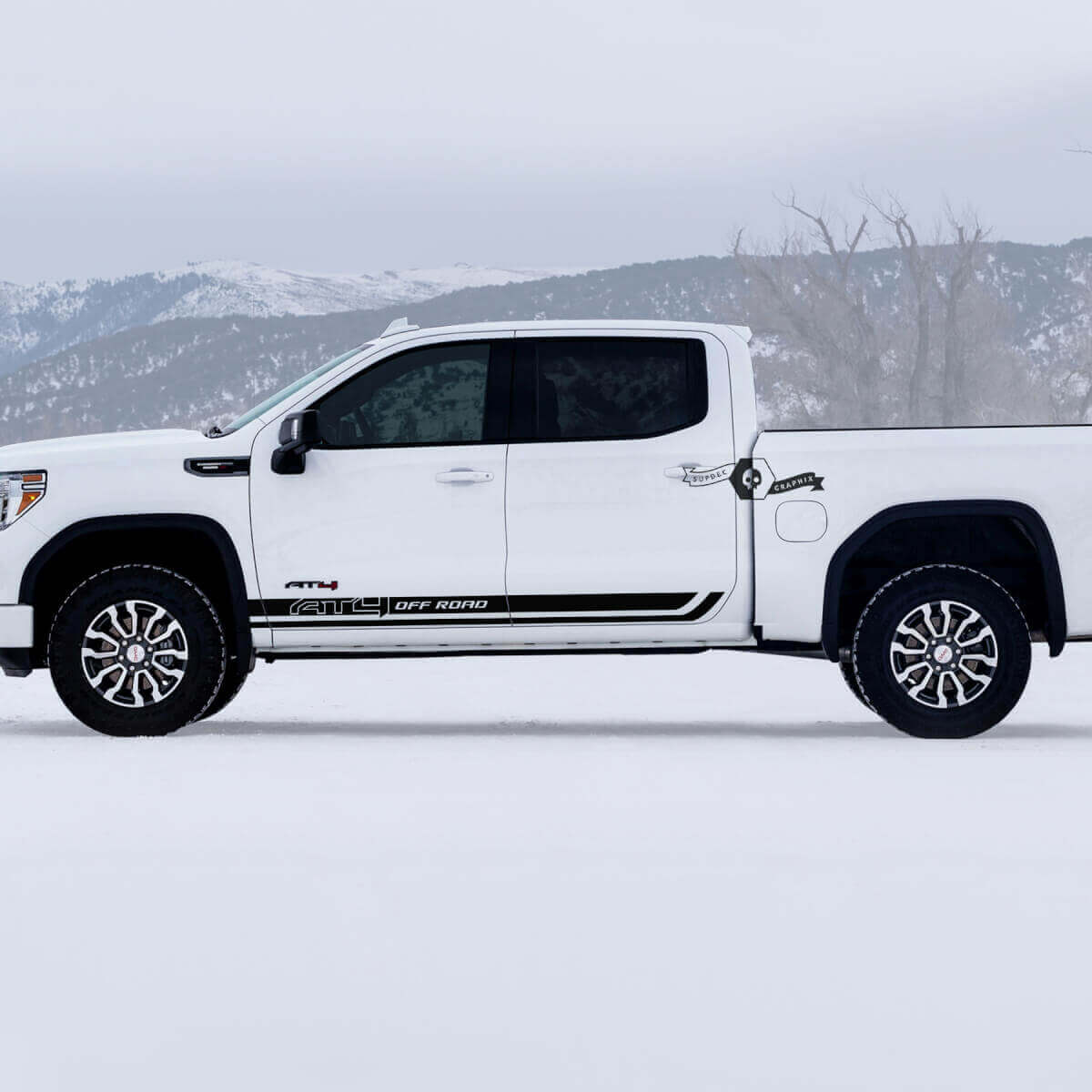 Par de calcomanías de vinilo para paneles laterales estilo todoterreno AT4 para GMC Sierra 1500