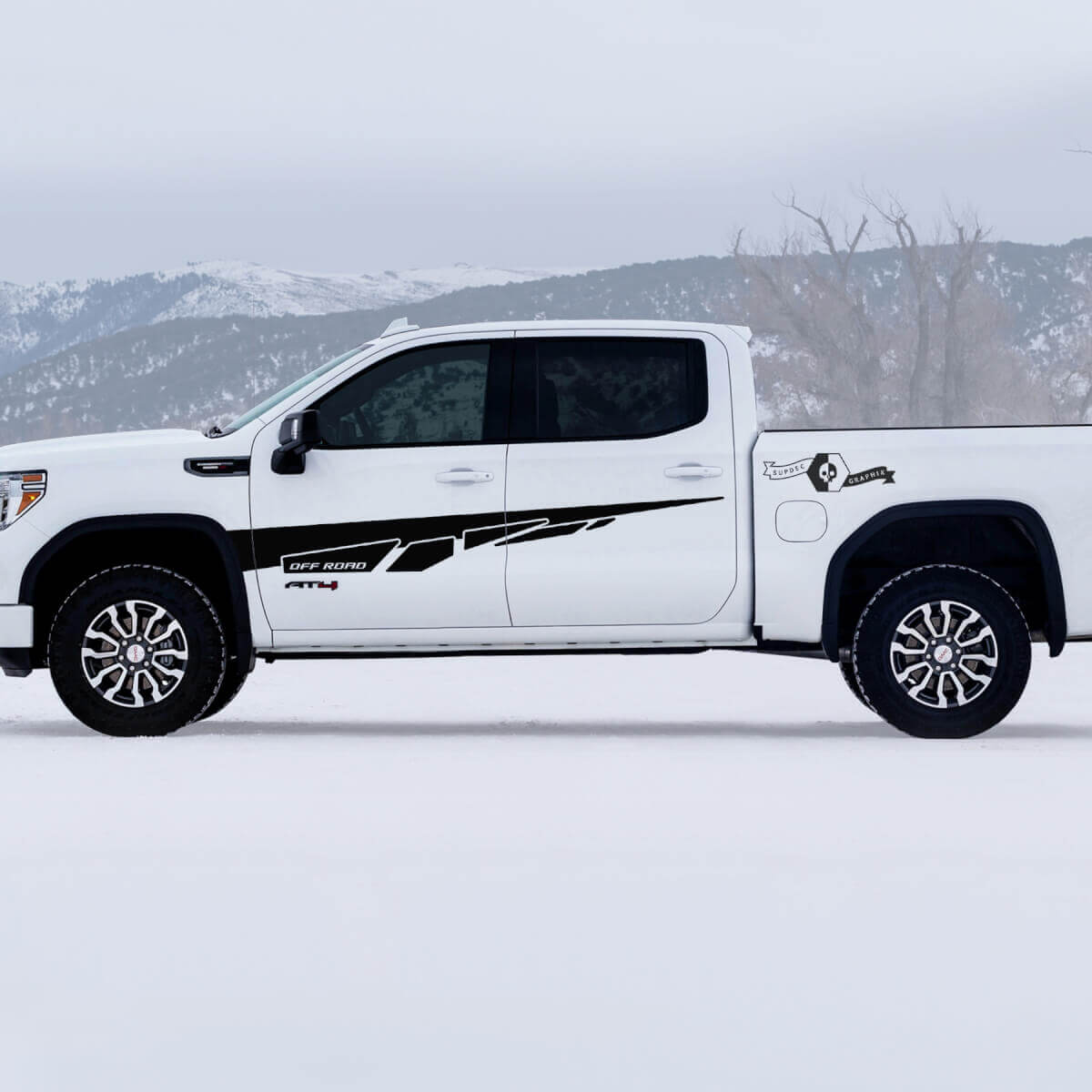 2 Nuevas puertas de guardabarros GMC GM Sierra 1500 AT4 Splash Off-Road Side Bed Destroyed Вestroyed Calcomanías Pegatinas
