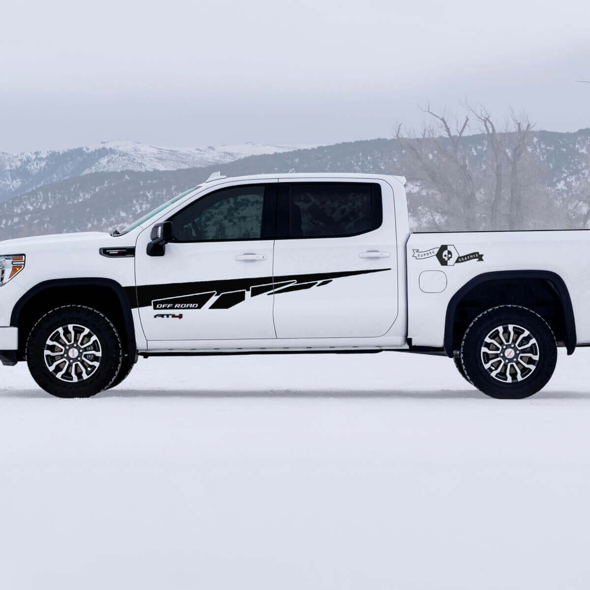 Juego de calcomanías de vinilo para puertas laterales off-road AT4 para GMC Sierra 1500