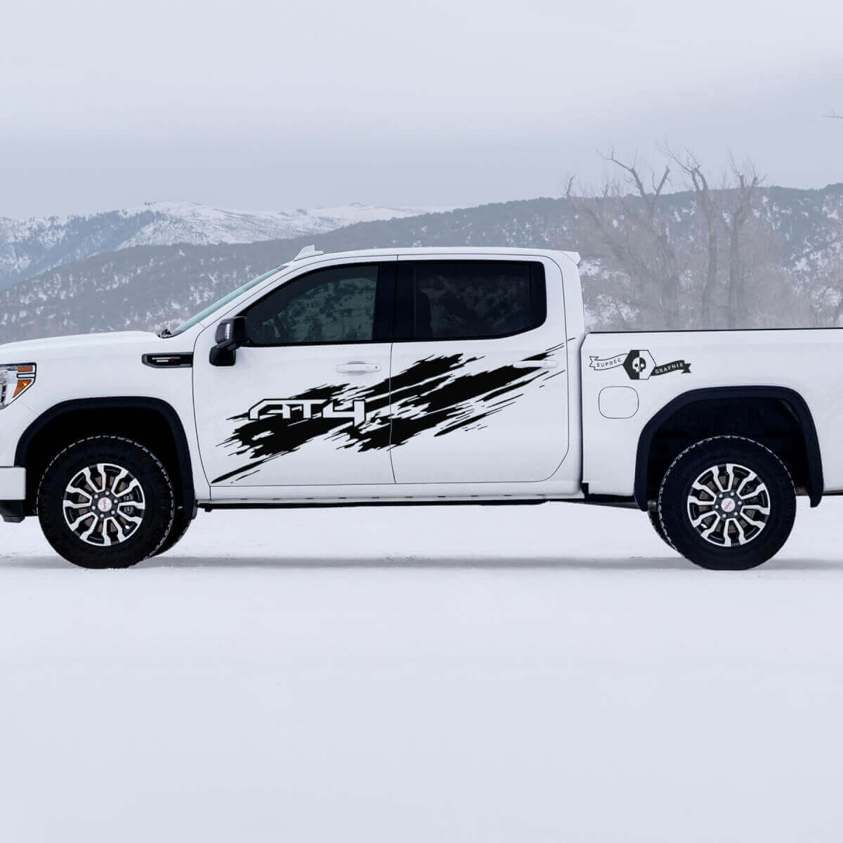 Kit de Vinilos Laterales Estilo Desgastado AT4 para GMC Sierra 1500