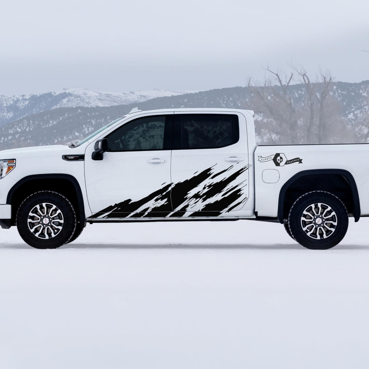 2 nuevas pegatinas para puertas GMC GM Sierra 1500 AT4 Splash Grange Off-Road Side Destroyed
