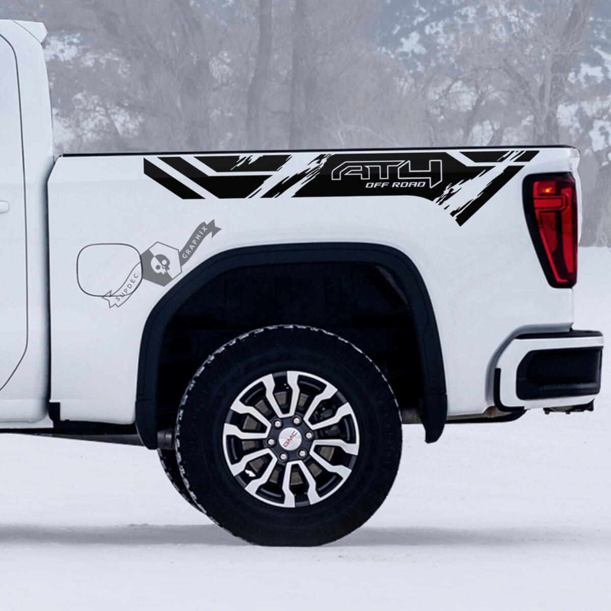 2 nuevas pegatinas GMC GM Sierra 1500 AT4 Bed Grange Off-Road Side Destroyed
