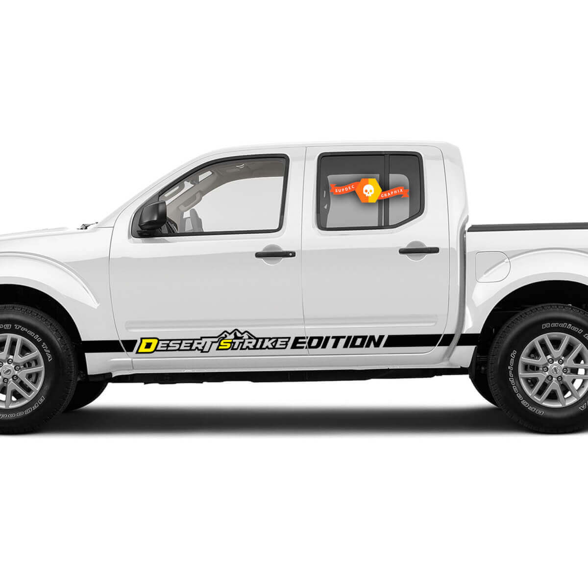 Par Nissan Nissan Desert Strake Mountain Runner Vinilo Tira Lateral de la Cama Pro4x calcomanía Calcomanía de la Puerta
