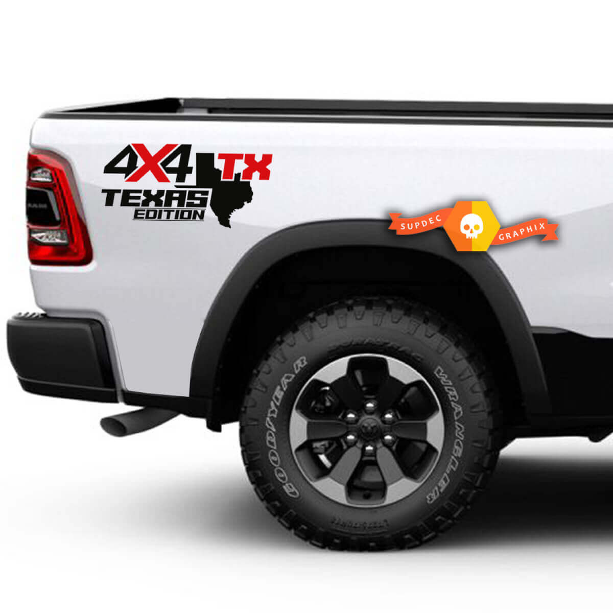 Par de vinilos laterales para la caja 4x4 TX Texas Edition para camiones