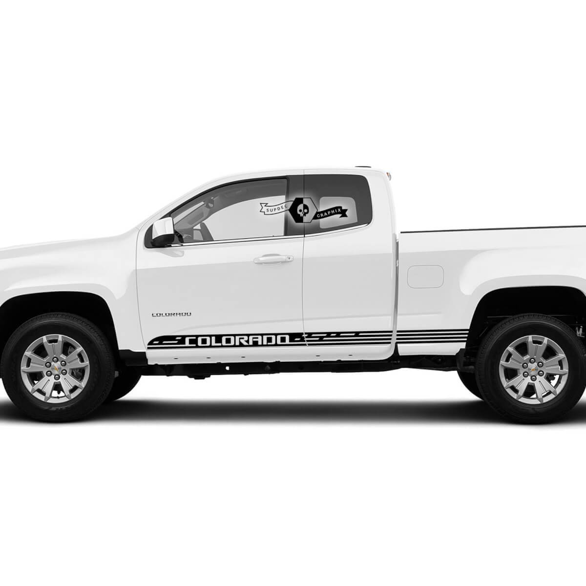 Combina las puertas nuevas de la cama lateral de la cama de la cama gráfico de calcomanía de vinilo 2022+ Chevy Colorado extendido