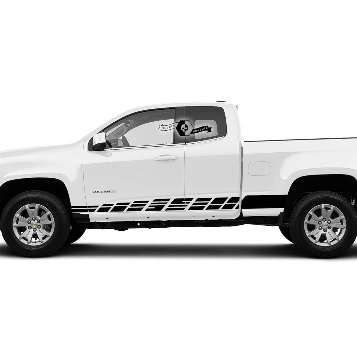Combinar las puertas modernas de la cama lateral de la cama de la cama gráfico de calcomanía de vinilo 2022+ Chevy Colorado extendido