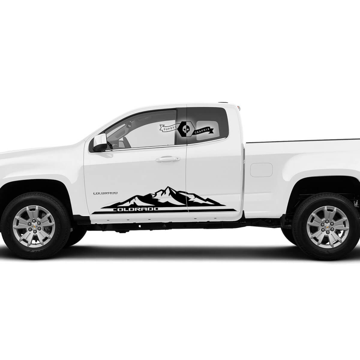 Par de puertas Montañas Colorado Vinilo adhesivo gráfico 2022+ 2023+ Chevy Extended
