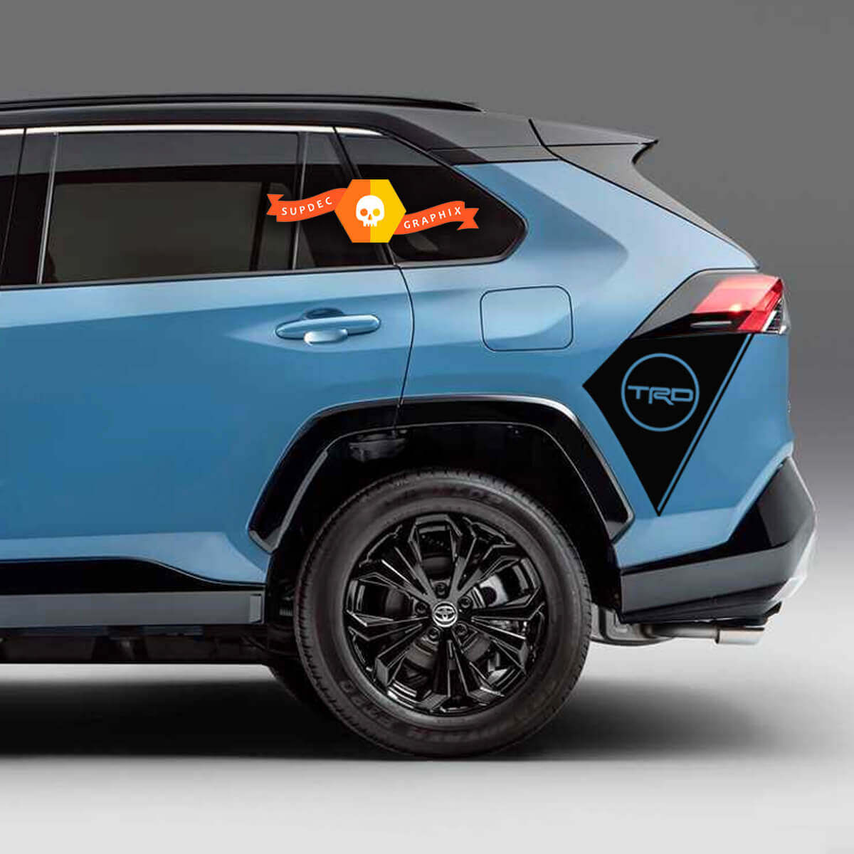 Par de nuevas franjas adhesivas para carrocería lateral para Toyota Rav4 TRD 2019 - 2022.
