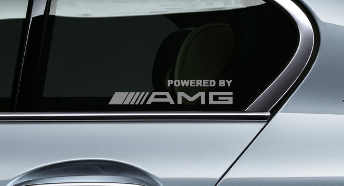 Juego de pegatinas de vinilo para ventana estilo AMG Powered By para Mercedes-Benz