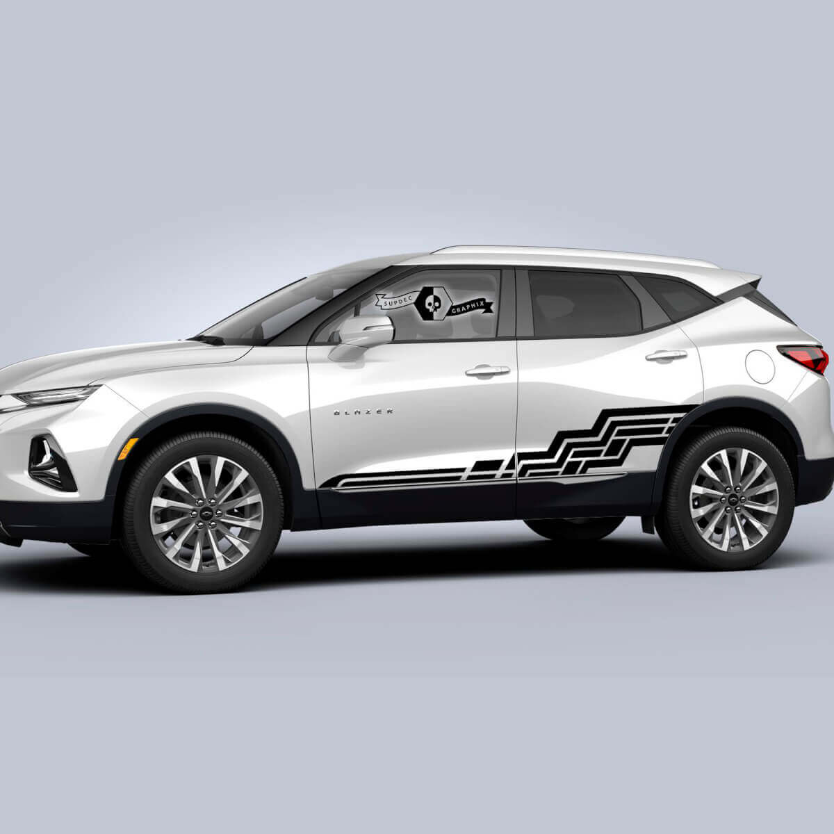 Par de gráficos de vinilo para puertas laterales del Chevrolet Blazer 2023.
