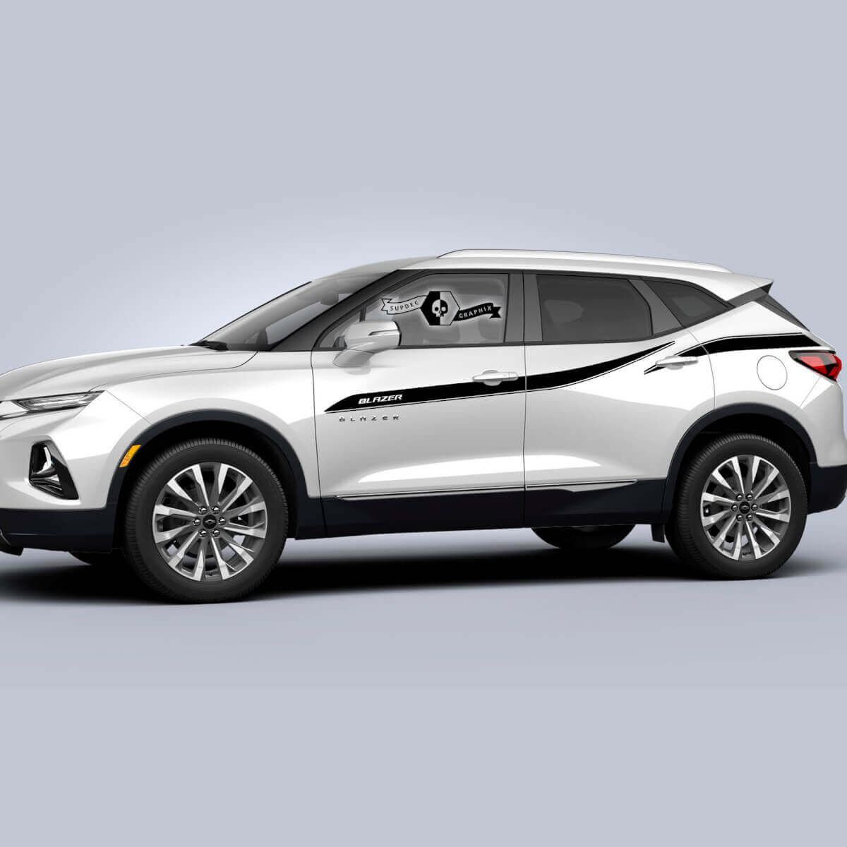 Par de Calcomanías Gráficas para Puertas Laterales de Chevrolet Blazer 2023 Vinilo para Envolver Franja Superior
