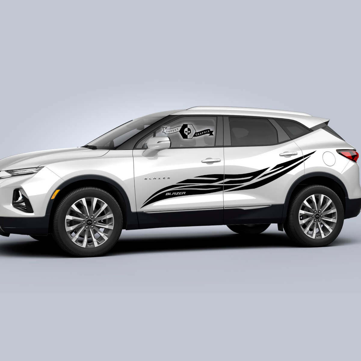 2x Chevrolet Blazer 2023 Decalas de gráficos Puertas Palabra de calcomanía de vinilo de rayas laterales de ola