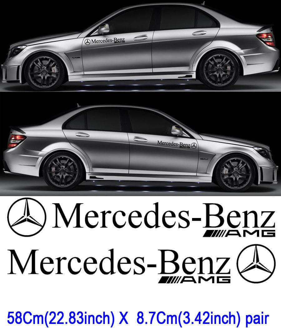 Juego de adhesivos vinílicos estilo AMG para puertas laterales de coches Mercedes-Benz