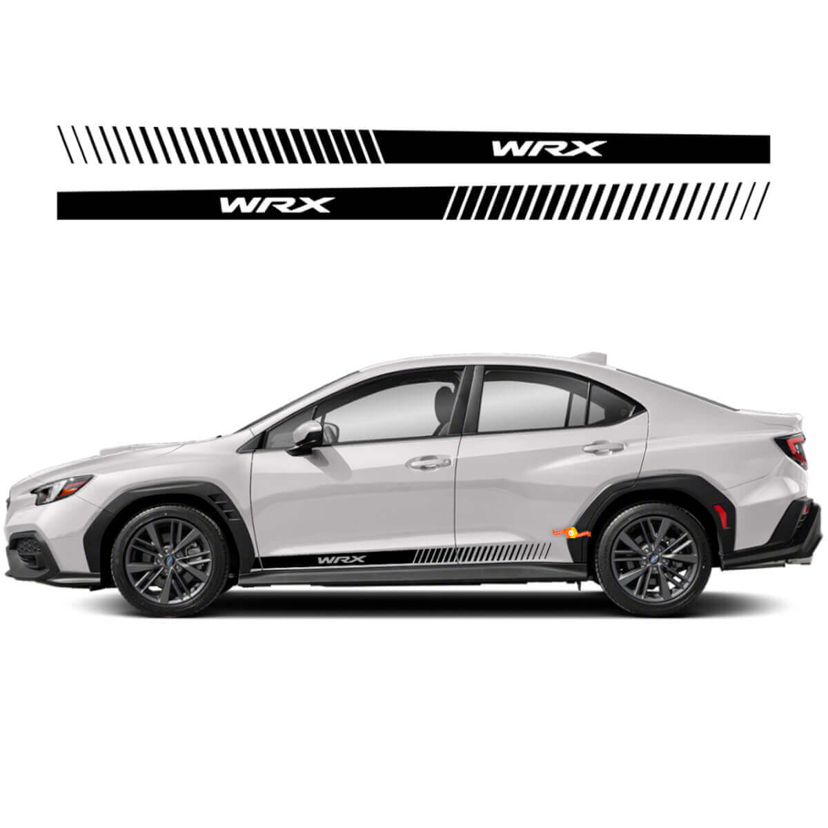 Par de faldones laterales de vinilo para carro, franja de vinilo de carreras, calcomanía adhesiva que se ajusta a Suba WRX Impreza
