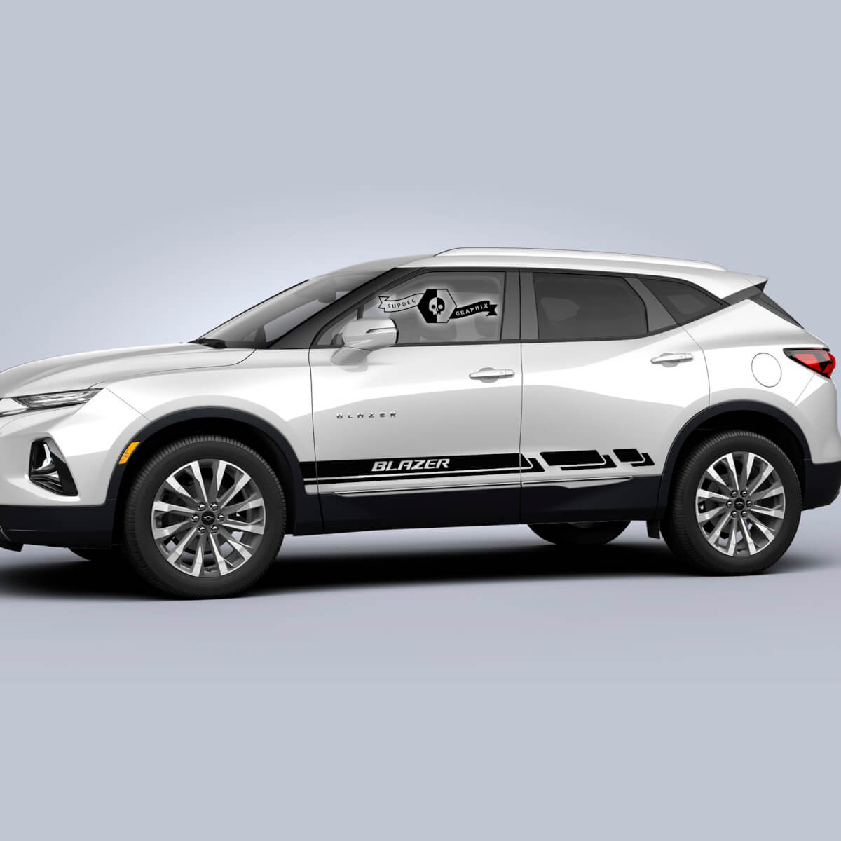 Calcomanías de vinilo para puertas laterales, paneles laterales y logotipo de roca para Chevrolet Blazer 2023.
