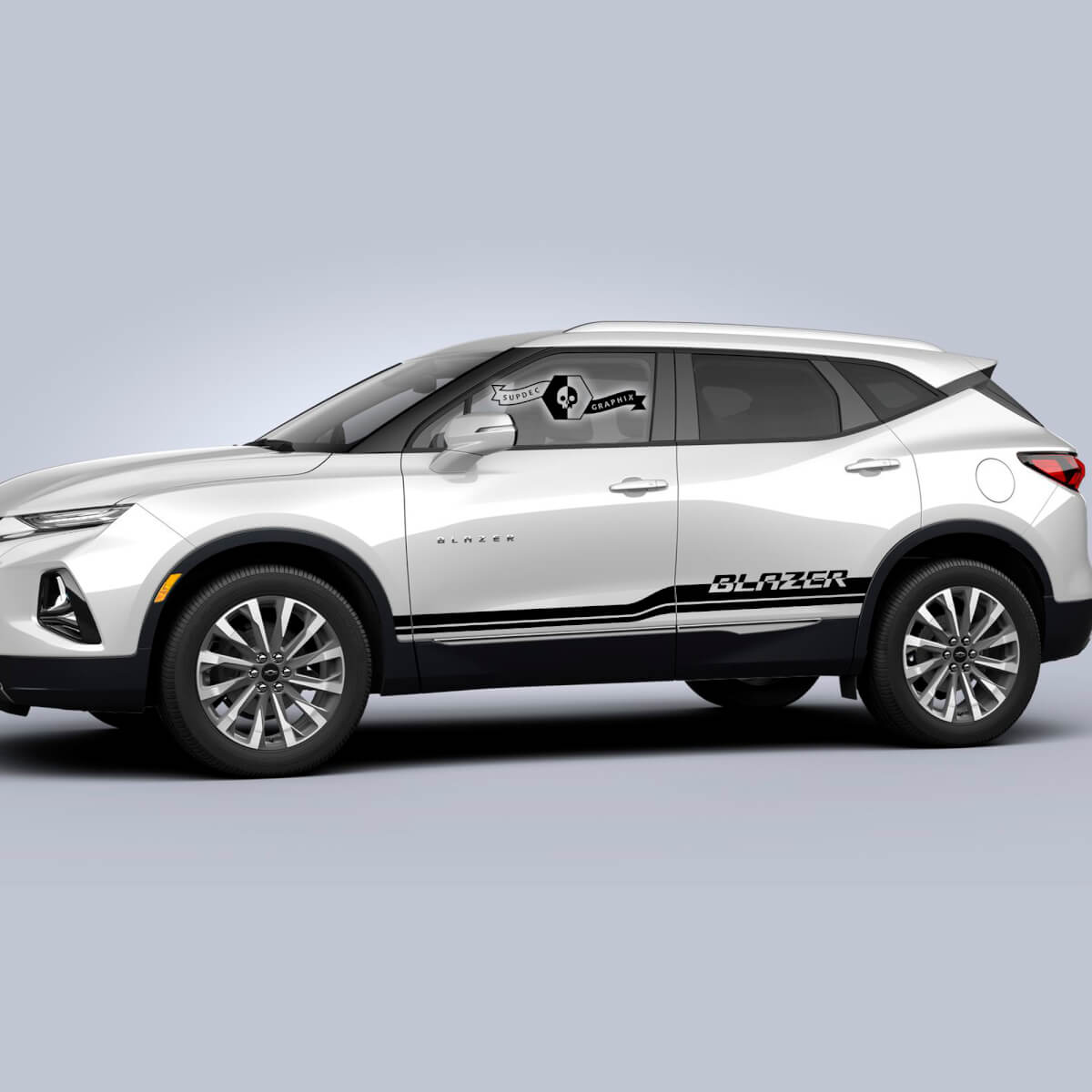 Par de calcomanías Chevrolet Blazer 2023, puertas, panel basculante lateral, logotipo, nueva pegatina de vinilo con ribete de rayas
