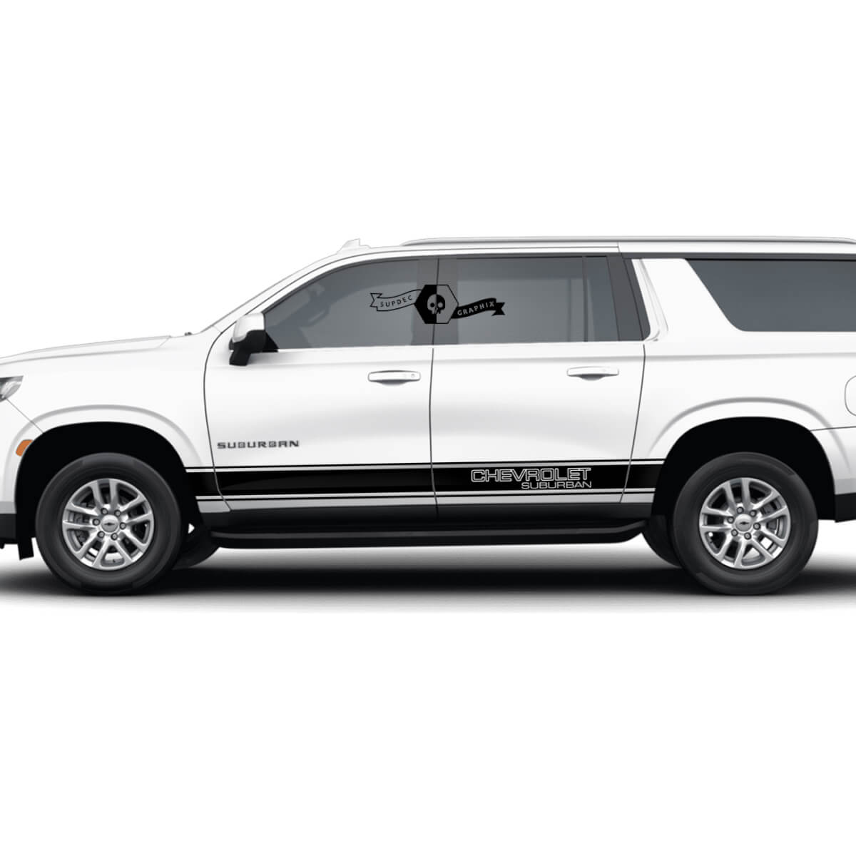 Par Chevrolet Suburban Side Rocker Panel Stripes Line Doors Trim Vinilo Calcomanía Etiqueta
