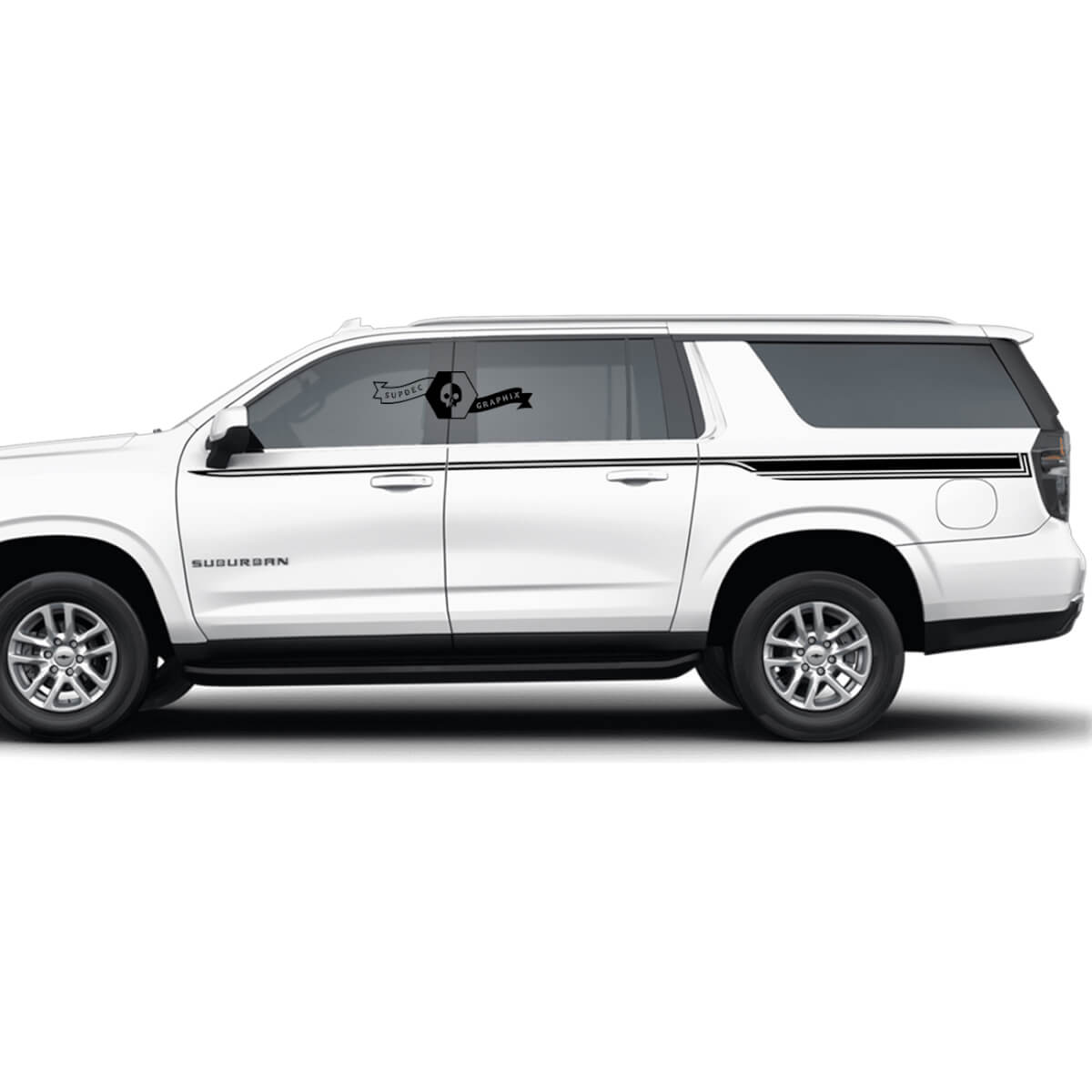 Par Chevrolet Suburban Side Stripes Line Doors Up Trim Slim Vinilo Calcomanía Pegatina

