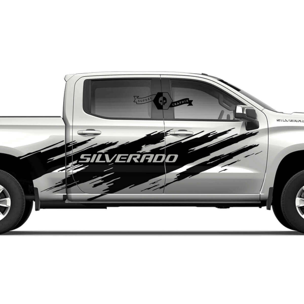 Vinilo adhesivo gráfico de salpicaduras de barro para puertas laterales para Chevrolet Silverado