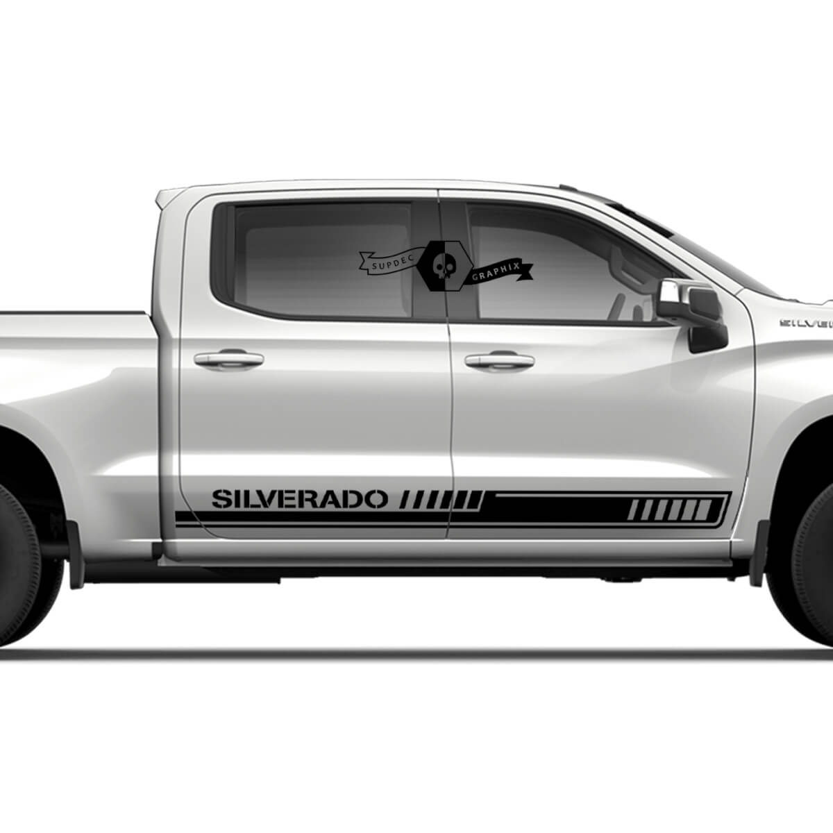 Par Chevrolet Silverado Panel basculante lateral ARMY Puertas Raya Vinilo Calcomanía Etiqueta
