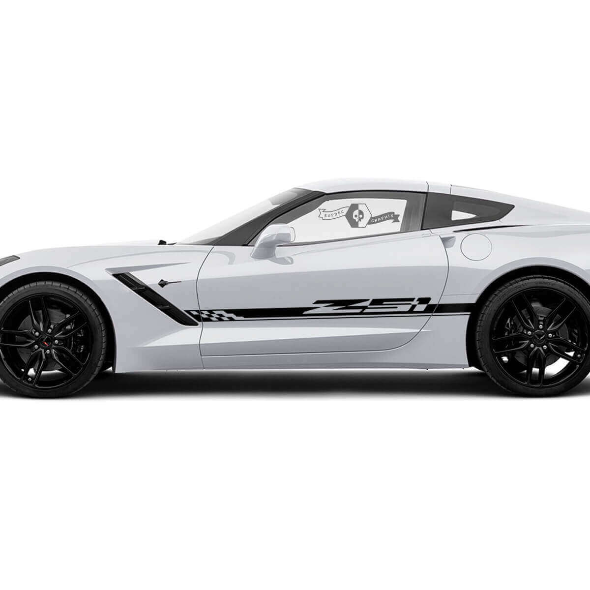 Calcomanías adhesivas de vinilo con franja lateral de bandera a cuadros Chevrolet Corvette Z51