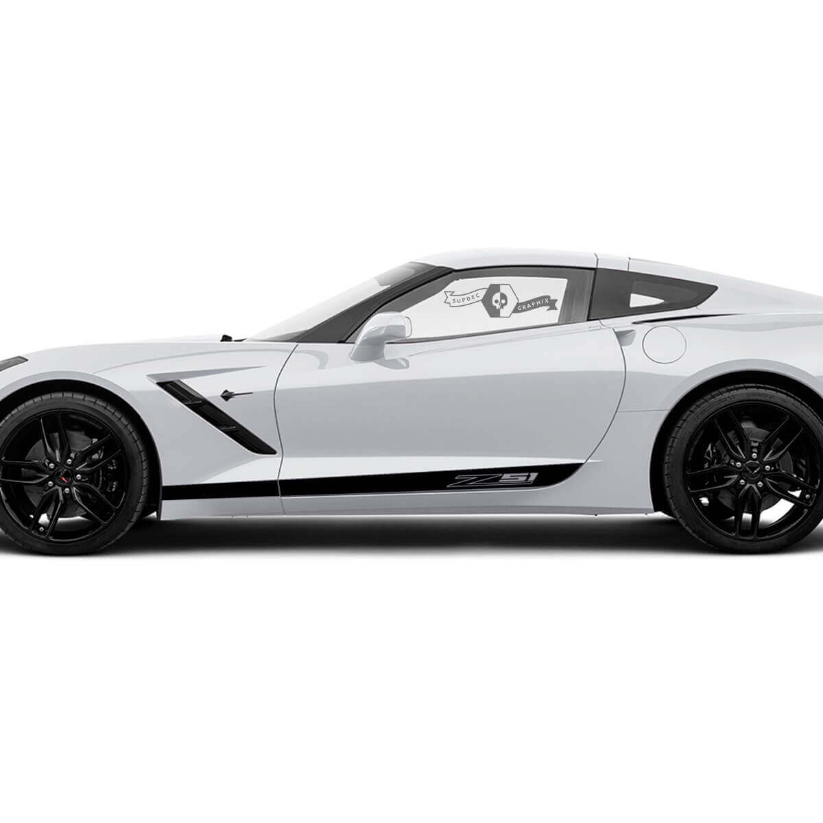 2x Calcomanía de vinilo de franja sólida del logotipo Z51 de las puertas laterales del Chevrolet Corvette
