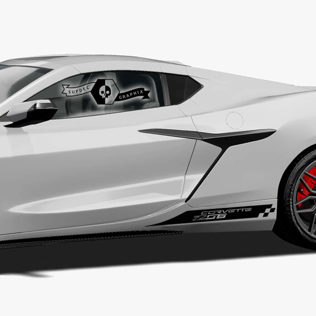 2x Calcomanía de vinilo de bandera a cuadros para la cama lateral de Chevrolet Corvette Z06
