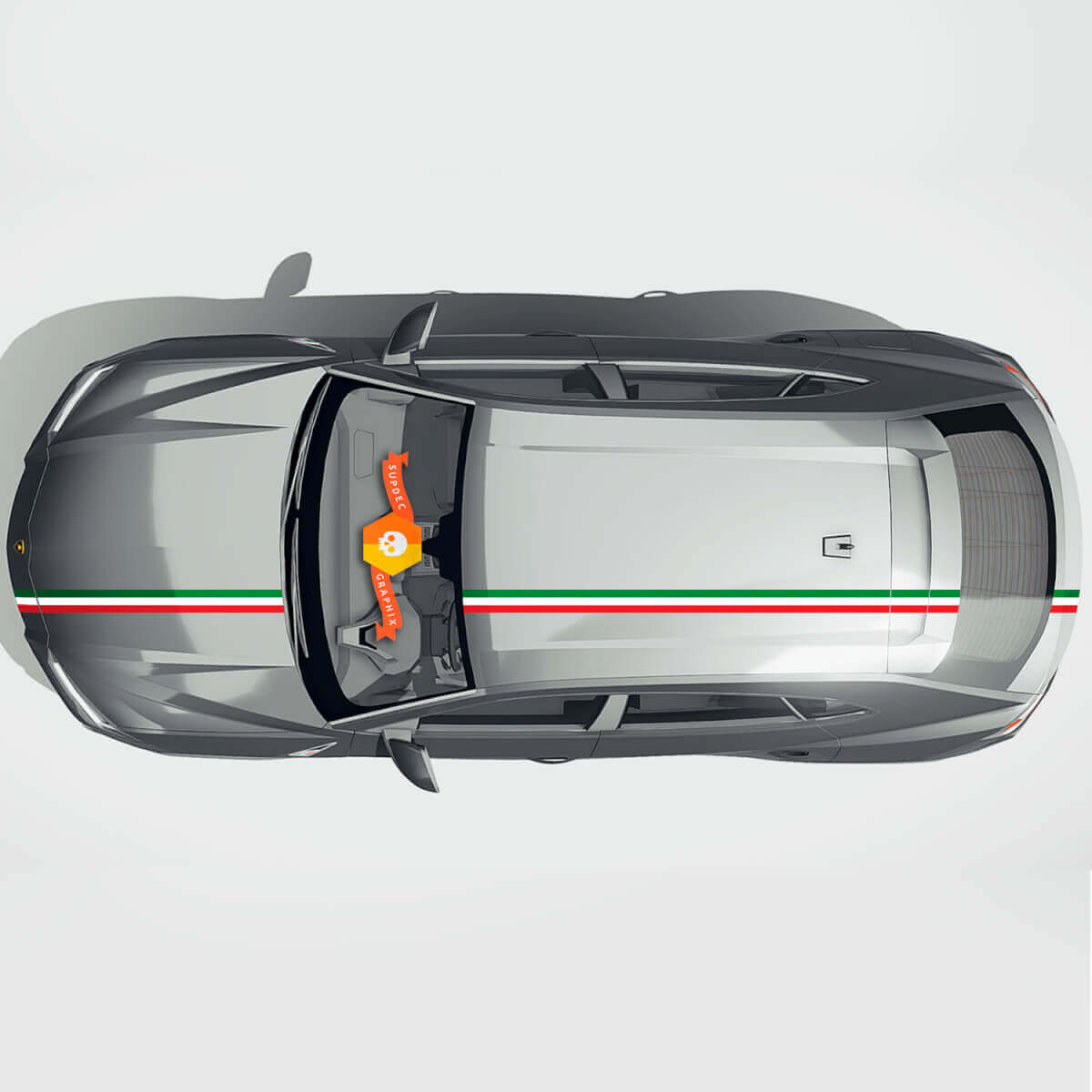 Kit de calcomanías de vinilo con franjas en el techo y capó con la bandera italiana para Lamborghini Urus 2021-2023