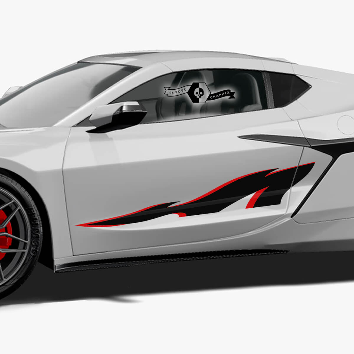 2x Calcomanía de vinilo de dos colores para las rayas de las puertas laterales del Chevrolet Corvette Z06 Stingray
