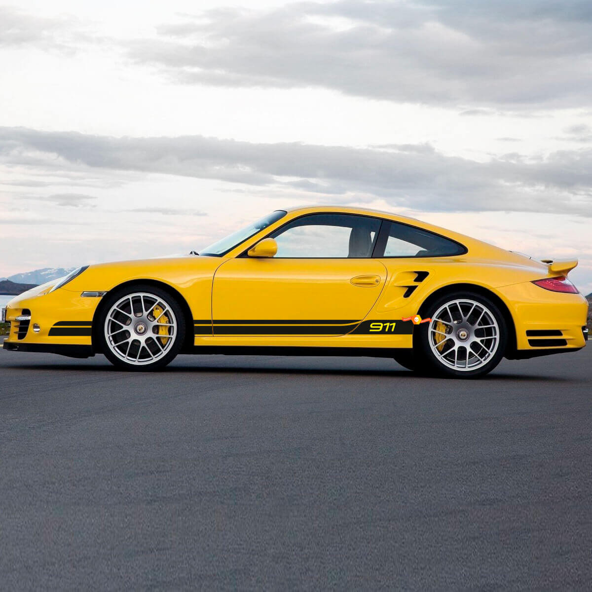 Juego de calcomanías laterales para paneles de faldón de puertas, 2 adhesivos para Porsche 911