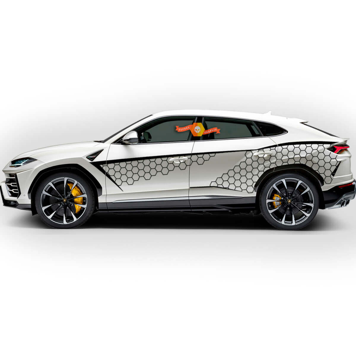 Pegatina de vinilo de salpicaduras de panal para las puertas laterales del Lamborghini Urus 2021 2022 2023
