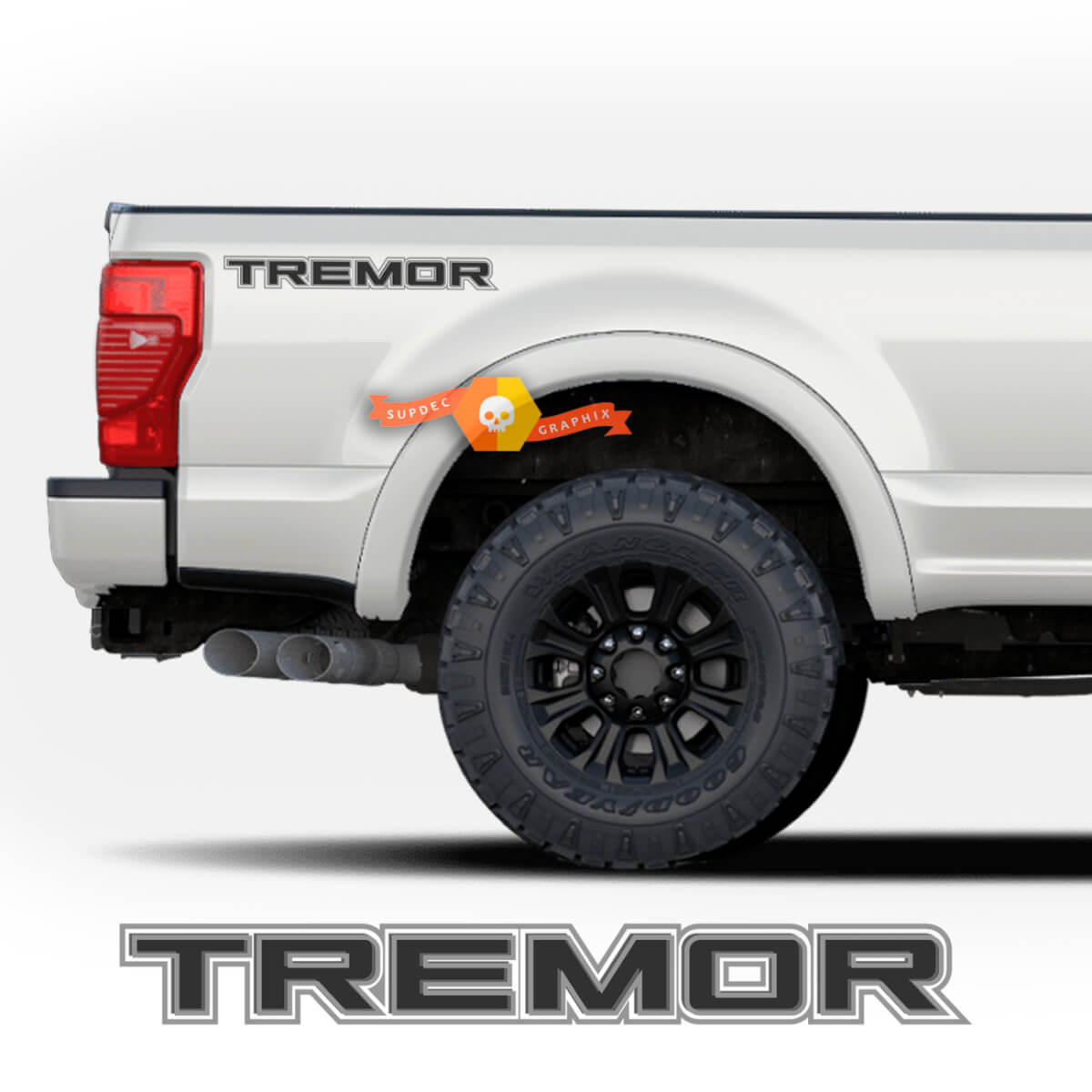 Combinar calcomanías de cama de camión Conjunto de temblor Ford Super Duty F250 F150 Vinilo Pegatinas 2 colores