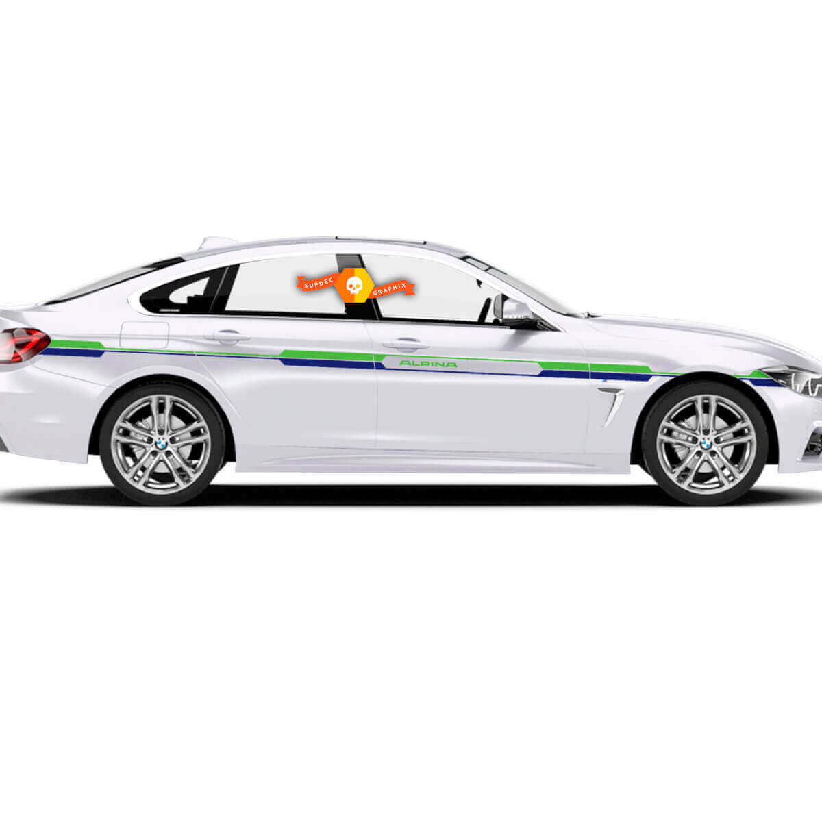 Calcomanías de Vinilo de Rayas Laterales de Carreras Estilo Alpina para BMW Series 3 y 4