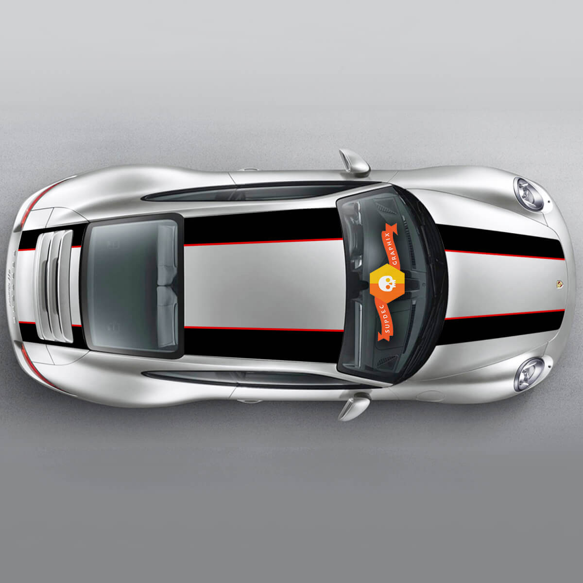 Porsche Racing Contoured R Stripes Over The Top Stripes para Carrera o cualquier Porsche Full Kit 2 colores
